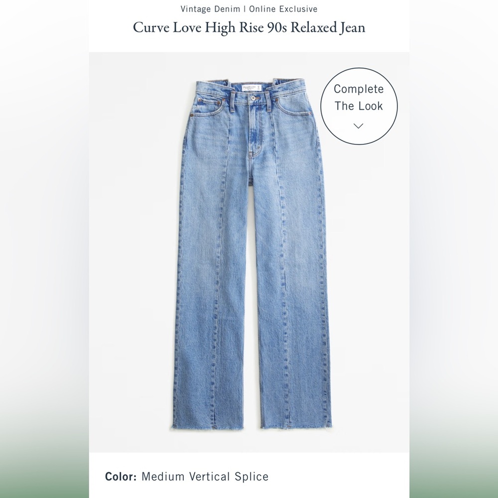 A & F NWOT Curve Love High Rise 90s Relaxed Medical Vertical Splice Jeans